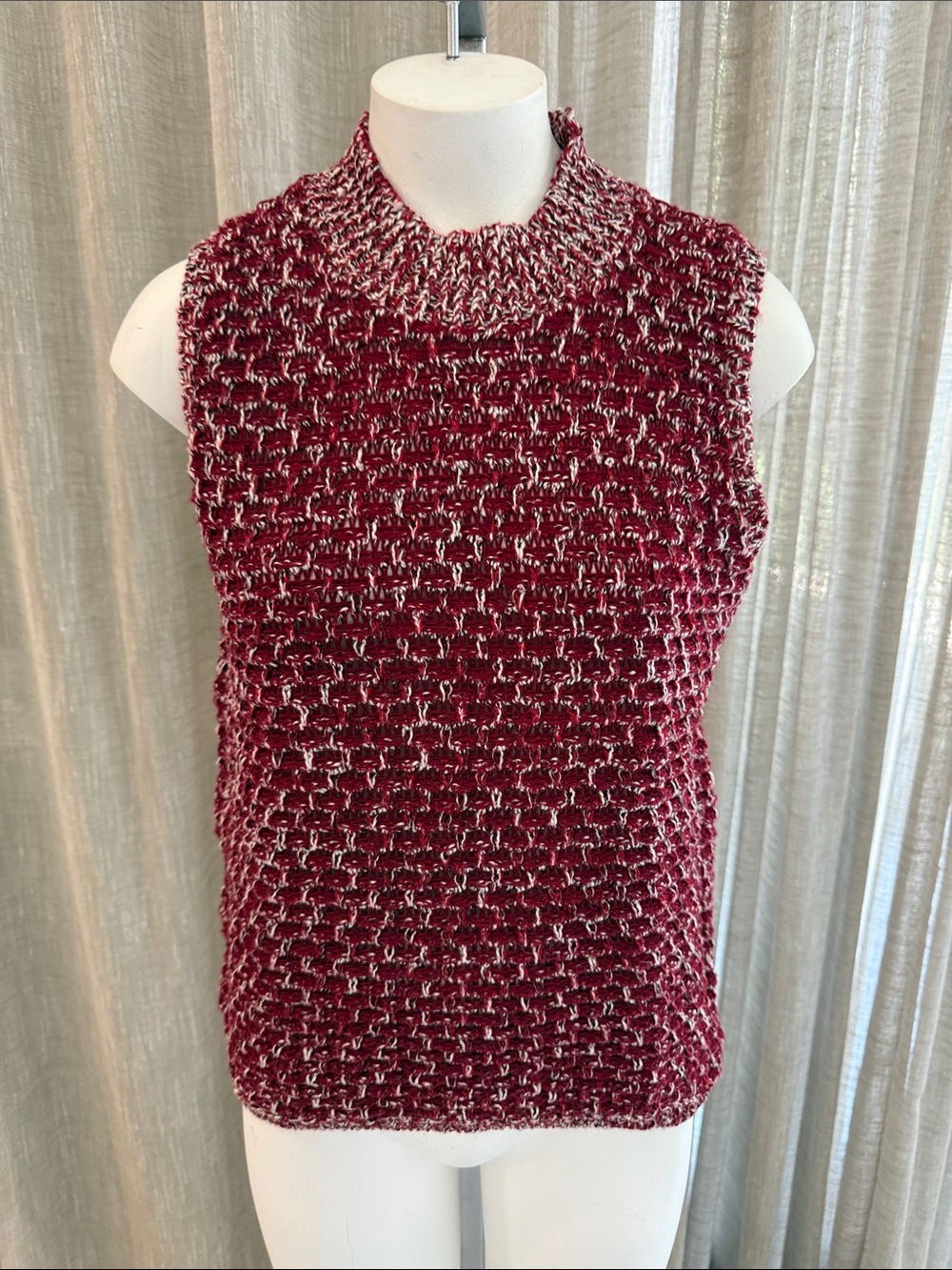 Vtg Prosperity Sleeveless Marled Knit Top - Red Sz M